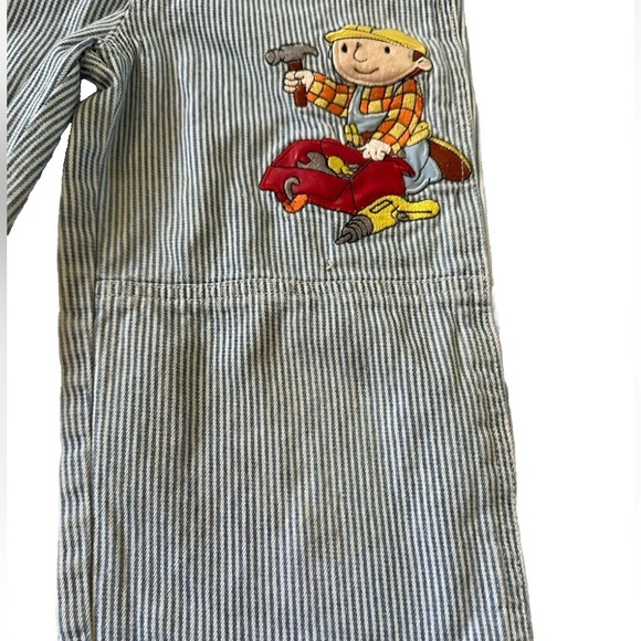 Bob The Builder  Overalls 90s Vintage Size 4 Toddler Boys Railroad Stripe - Picture 12 of 12
